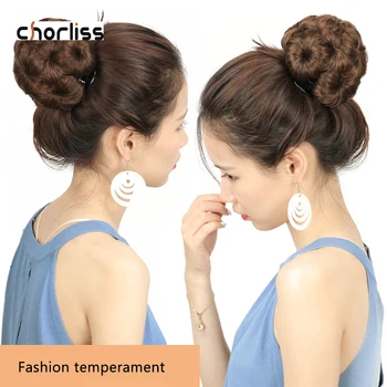 

Synthetic High Temperature Fiber Chignon Nine flowers Hair Women Curly Chignon Hair Bun Clip In Hairpiece Heat Resistant Hair