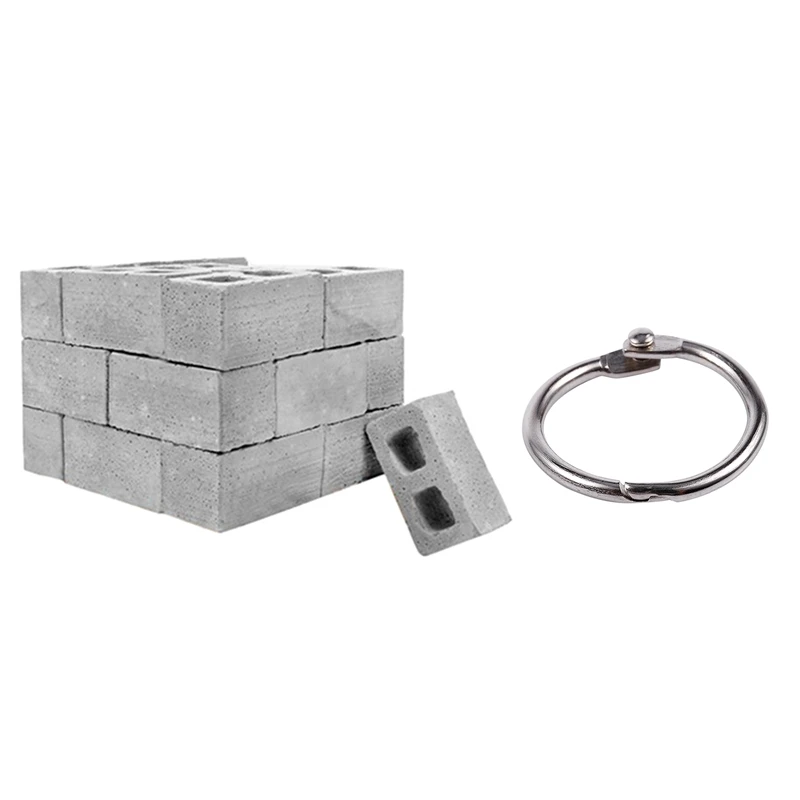  32 x Teaching Class Wall Cement Toy New 32Pcs Mini Cement Cinder Bricks Build Your Own Tiny Wall Gr - 4000535125818