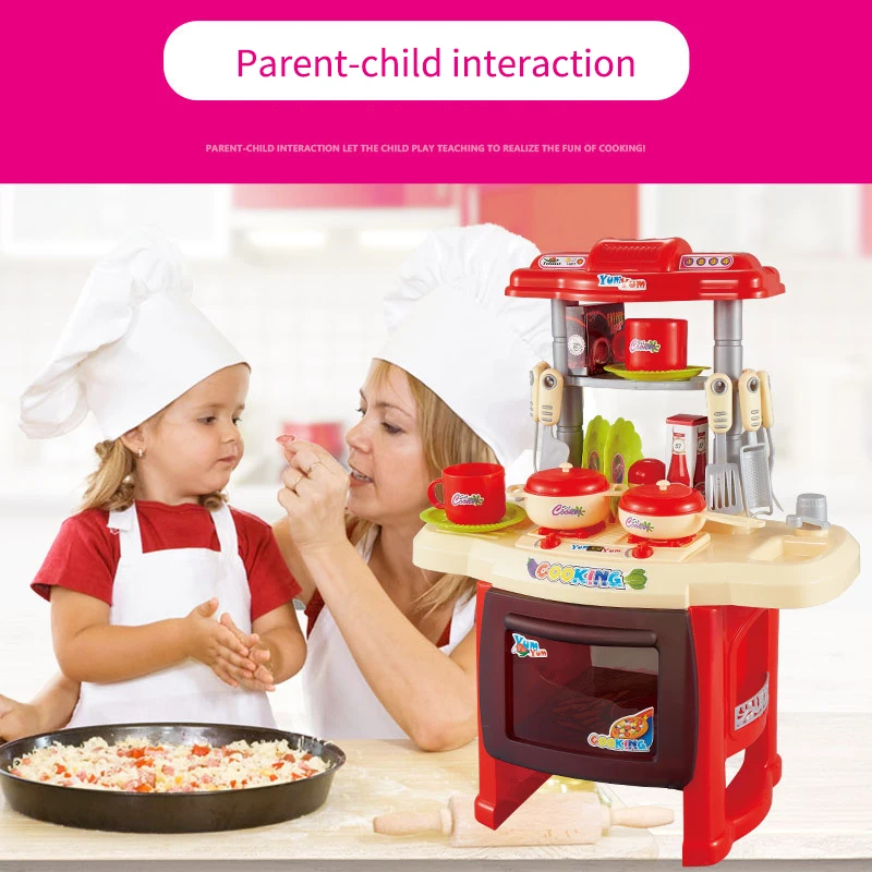 Кухонные Игрушки, имитирующий шеф-повара, светильник, музыка, ролевые игры для приготовления пищи, набор посуды, безопасные милые детские игрушки для девочек, подарок, забавная игра для девочек
