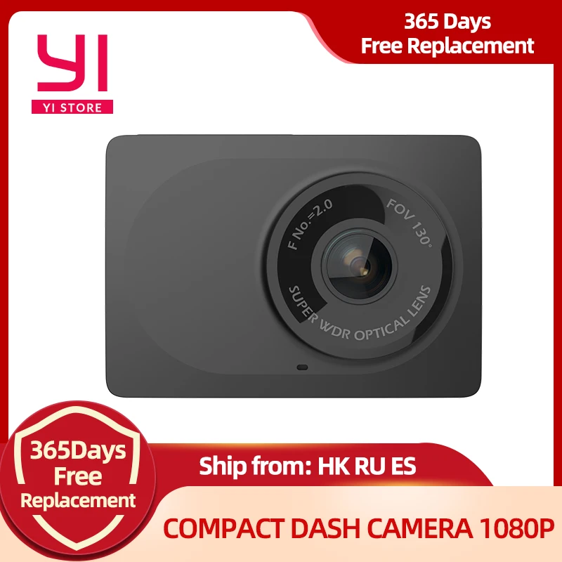 Автомобильный видеорегистратор YI Compact Dash Camera | Разрешение 2.7K Широкий угол обзора