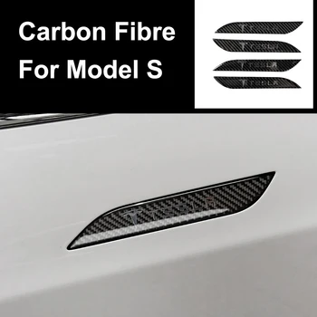

For Tesla Model S 4pcs Car Door Handle Cover Trim Protector Auto 3D Real Carbon Fiber Protective Decors Car Tuning Accessories