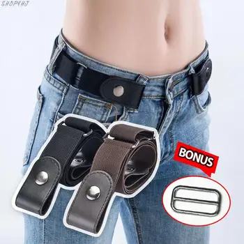 

Invisible hidden Elastic secret Leather Waist Belt Without Buckle Easy Belts For Women Men Jeans trousers Stretch