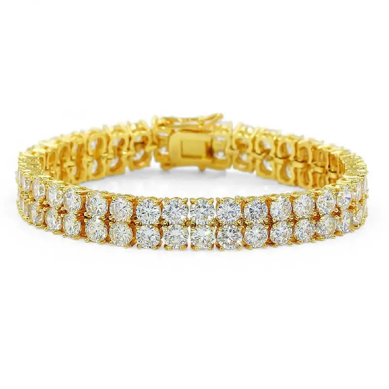 

Bling Rose Gold Color Tennis Bracelet 2 Rows Aaa+ Cubic Zirconia Charm Bracelets Jewelry All Iced Out Hip Hop Fashion Jewelry