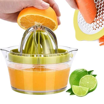 

Orange Manual Juicer 304 Lemon Orange Juicer Manual Hand Squeezer with Built-in Measuring Cup and Grater 12OZ Green Juice Cup