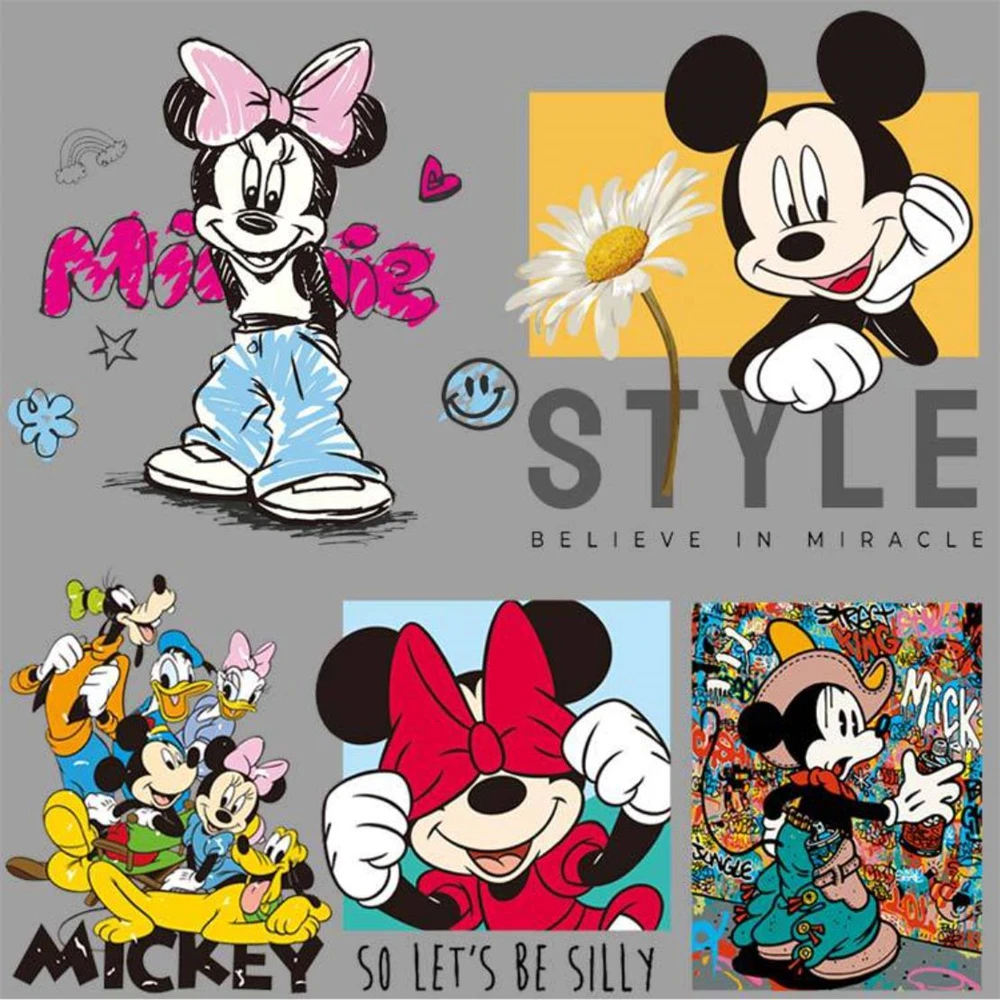 Mickey Minnie Mouse Patches For Clothing Heat Transfer Sticker For T