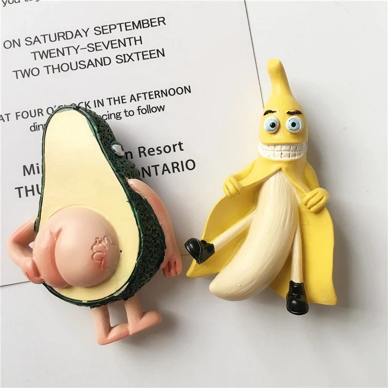 

2Pcs 3D Funny Fridge Magnet for Children Kids Toys Home Kitchen Decor Cute Cartoon Fruit Food Magnets for the Refrigerator