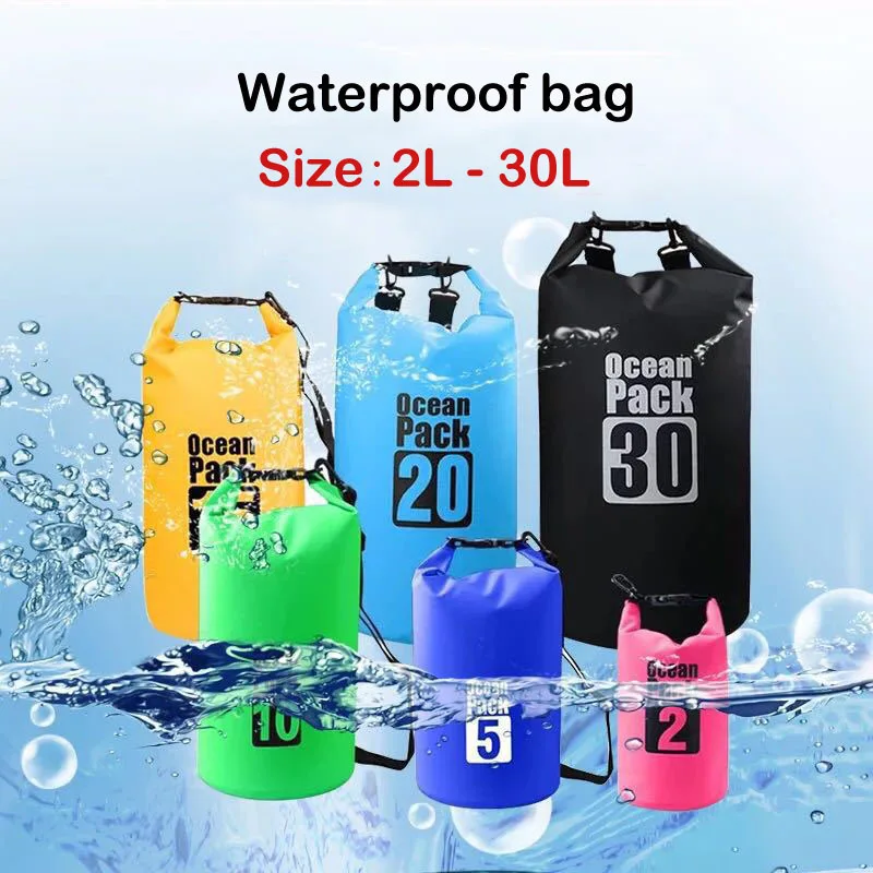 

2L Waterproof Bucket bag Portable Outdoor Drifting surfing Waterproof bag 2L-30L for camping hiking climbing seaside Swimming