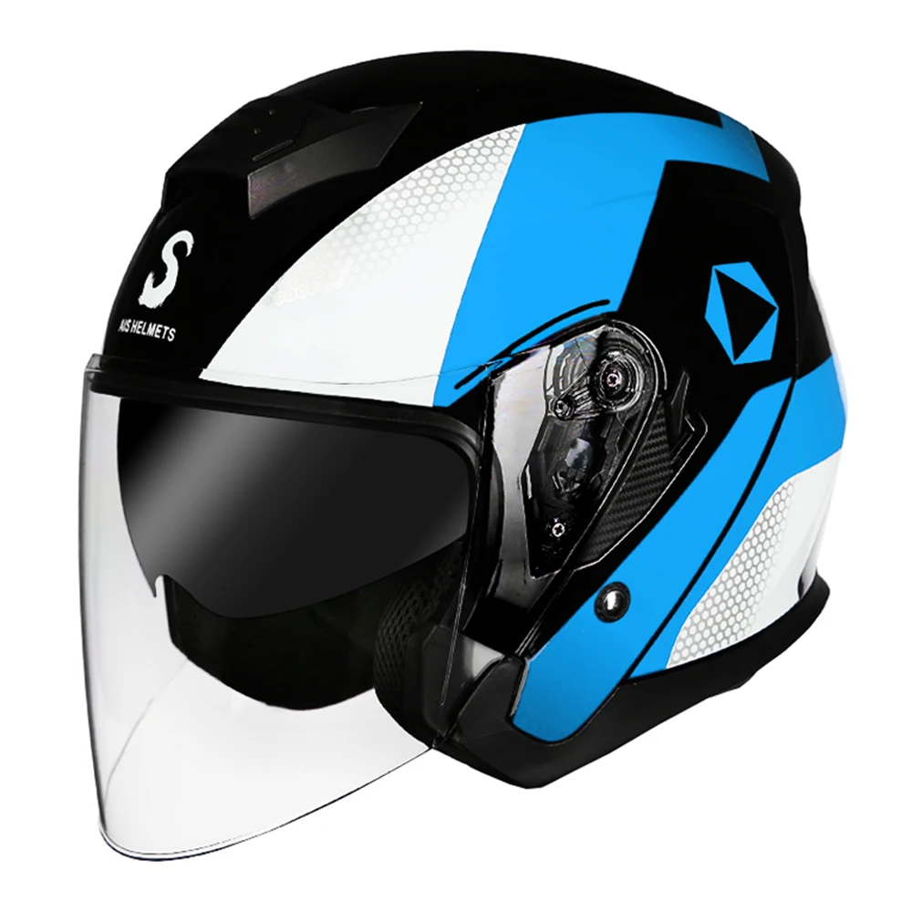 AIS мотоциклетный шлем для мотокросса Байкер Мото шлем с открытым лицом Шлемы для скутера мотоциклетный шлем для мужчин и женщин двойной объектив Casco - Цвет: 712-03 Clear Lenses