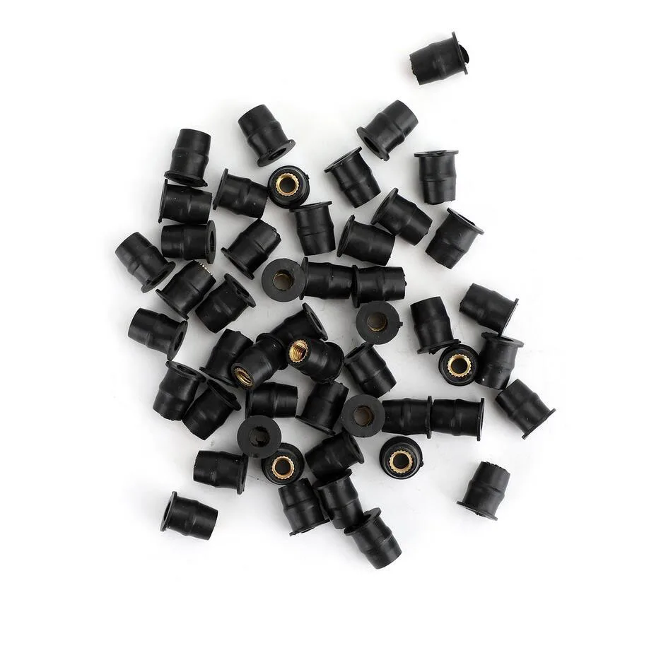 30PCS 50PCS Motorcycle Fairing Screw M5 M6 Dome Well Screws Nuts With Rubber Windscreen Windshield Screws Well Nut Universal auto fasteners