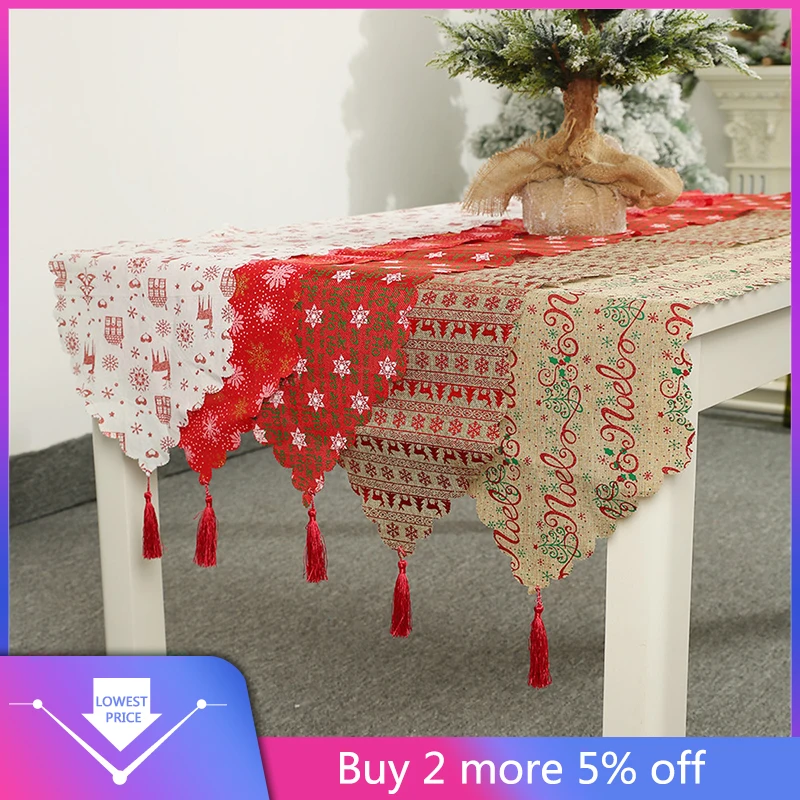 

Christmas Decoration Linen Printed Table Flag Tablecloth Tablecloth Placemat table runners modern camino de mesa chemin de table