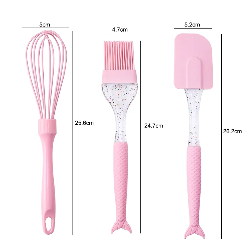 Silicone Heart Shape Pastry Spatulas with Wooden handle