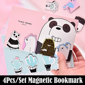 

4Pcs/set Cactus Bear Magnet Bookmark Cat Claw Paper Clips for Books Kawaii School Office Supplies Gift Stationery