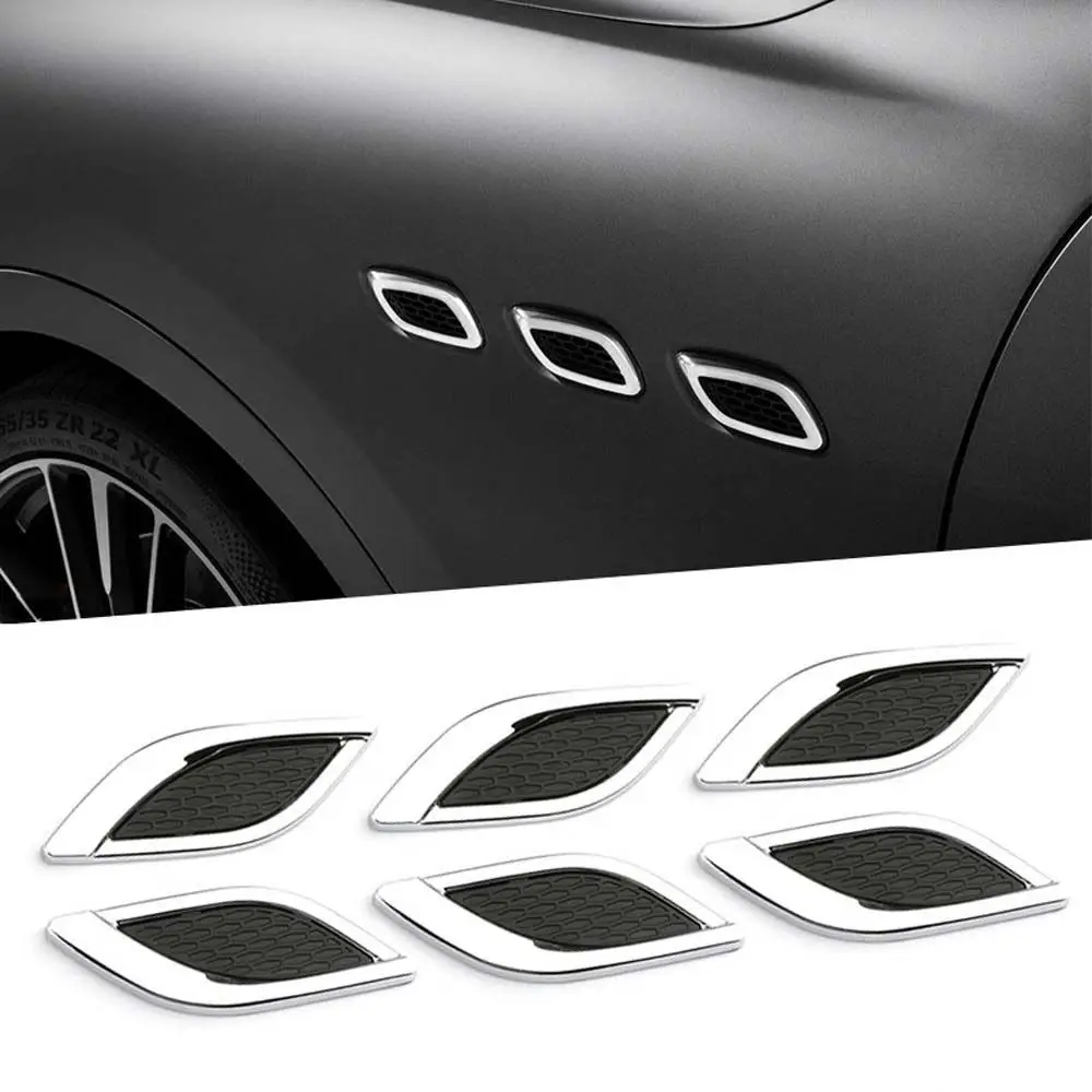 

Car Styling 3D Shark Gill Car Sticker Car Side Fake Vent Sticker Metal Chrome Fine Decoration Modified Car Popular Sticker