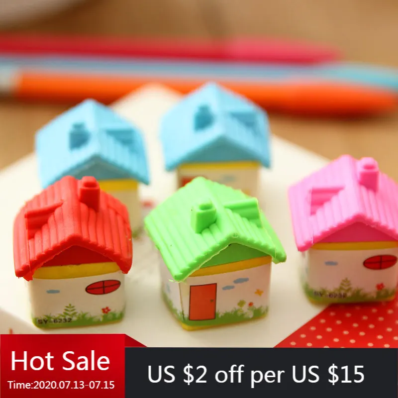 20 PCs Korean Creative Stationery Small House Eraser Detachable Assembly Rubber Children Student Prize | Канцтовары для офиса и