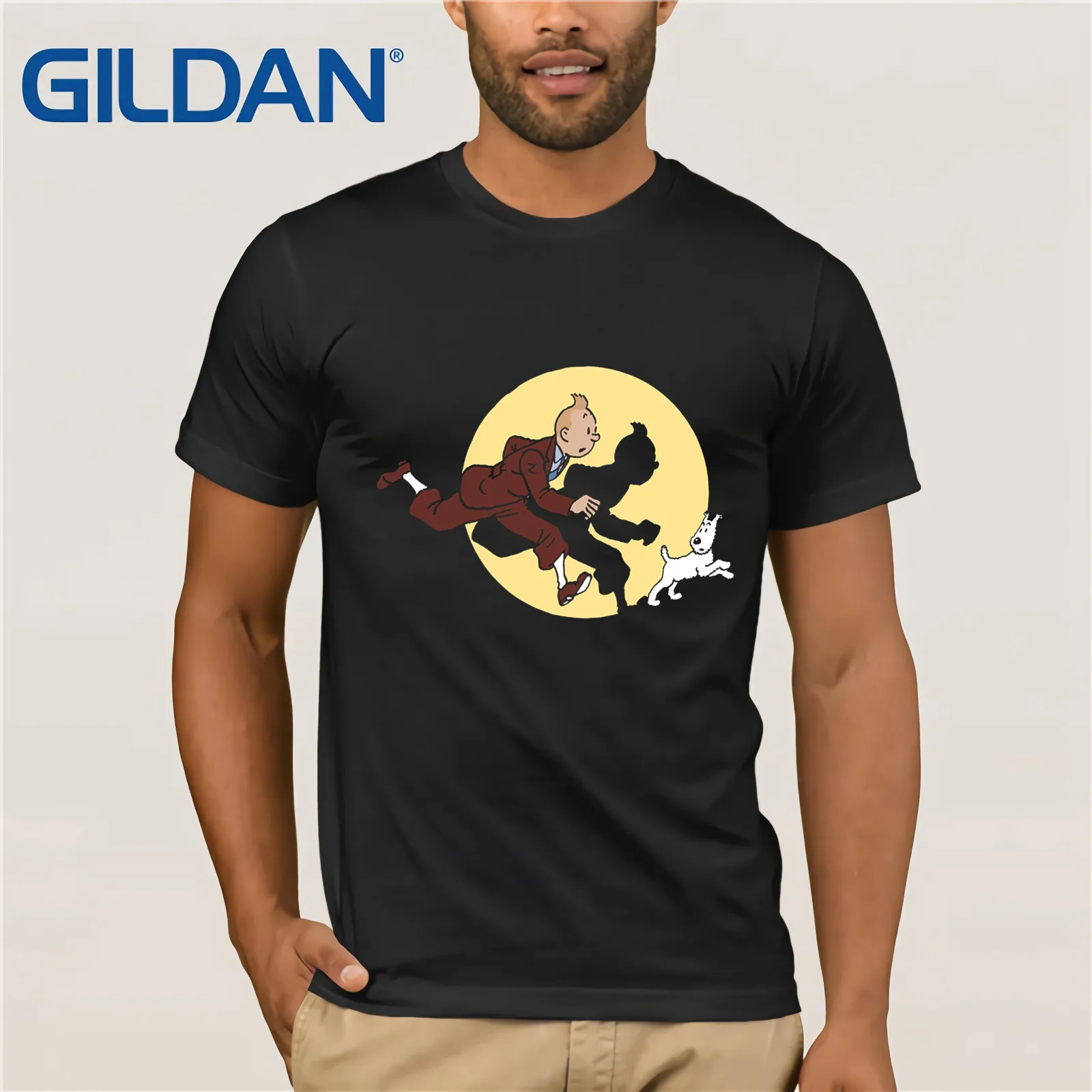 Футболка для мужчин из чистого хлопка Винтажная футболка с круглым вырезом