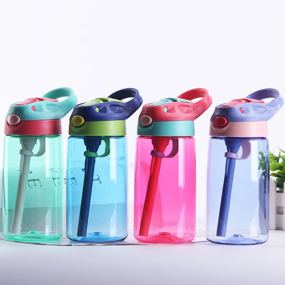 New 500ML 4 Colors Baby Water Bottles Infant Newborn Cup Children Learn Feeding Straw Juice Drinking Bottle BPA Free for Kids