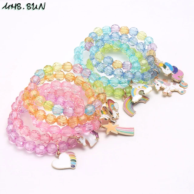 Princess Bracelets 10Pcs for Kids Girls Pearl Bead Bracelets Teen Jewelry  Set Party Favor Costume Princess Pretend Play