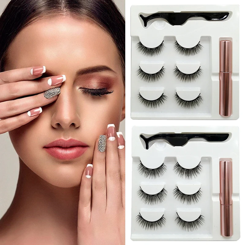 Magnetic False Eyelashes Set No Glue Full Eyes 5 Magnet Reusable Fake Eye Lashes Natural Soft Extension Eyelash Kit afbeelding
