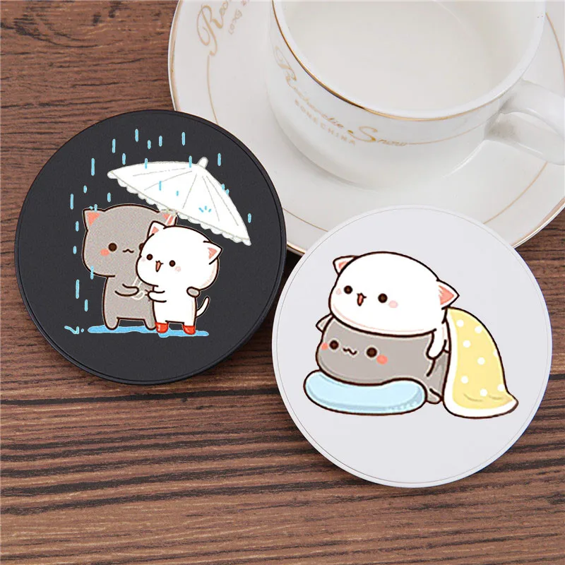 Беспроводное зарядное устройство I LOVE U Couple с милым серым котом для Iphone/Airpods
