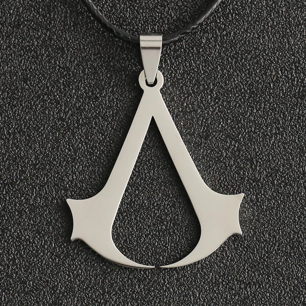 Assassins Creed ожерелье игра Altair Ezio Connor Desmond кожаный веревочный браслет с подвеской ювелирные изделия из нержавеющей стали для мужчин и женщин - Окраска металла: Посеребренный