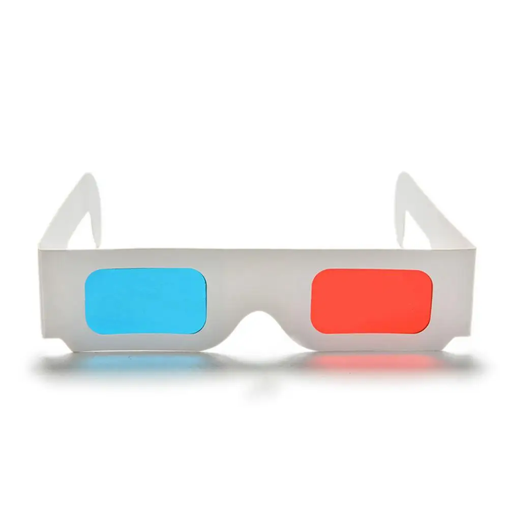 10pcs/lot Universal Paper Anaglyph 3D Glasses Paper 3D Glasses View Anaglyph Red/Blue 3D Glass For Movie Video EF R20