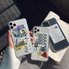 INS персональный английский баскетбольный чехол LEBRON для iPhone 11 Pro X XS Max XR 7 8 Plus модный крутой прозрачный чехол из ТПУ с защитой от падения