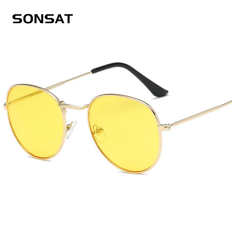 Sonsat с фирменным дизайном Женская обувь Круглые Солнцезащитные очки для мужчин
