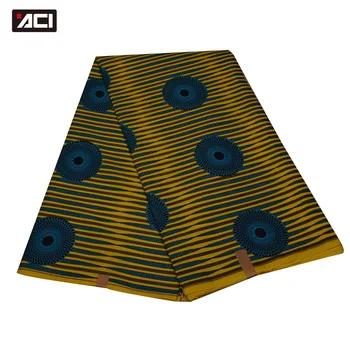 

ACI New Ankara Fabric African Real Wax Print 6 Yards/Piece Polyester Material Veritable Wax Tissus Patchwork For Wedding Dress