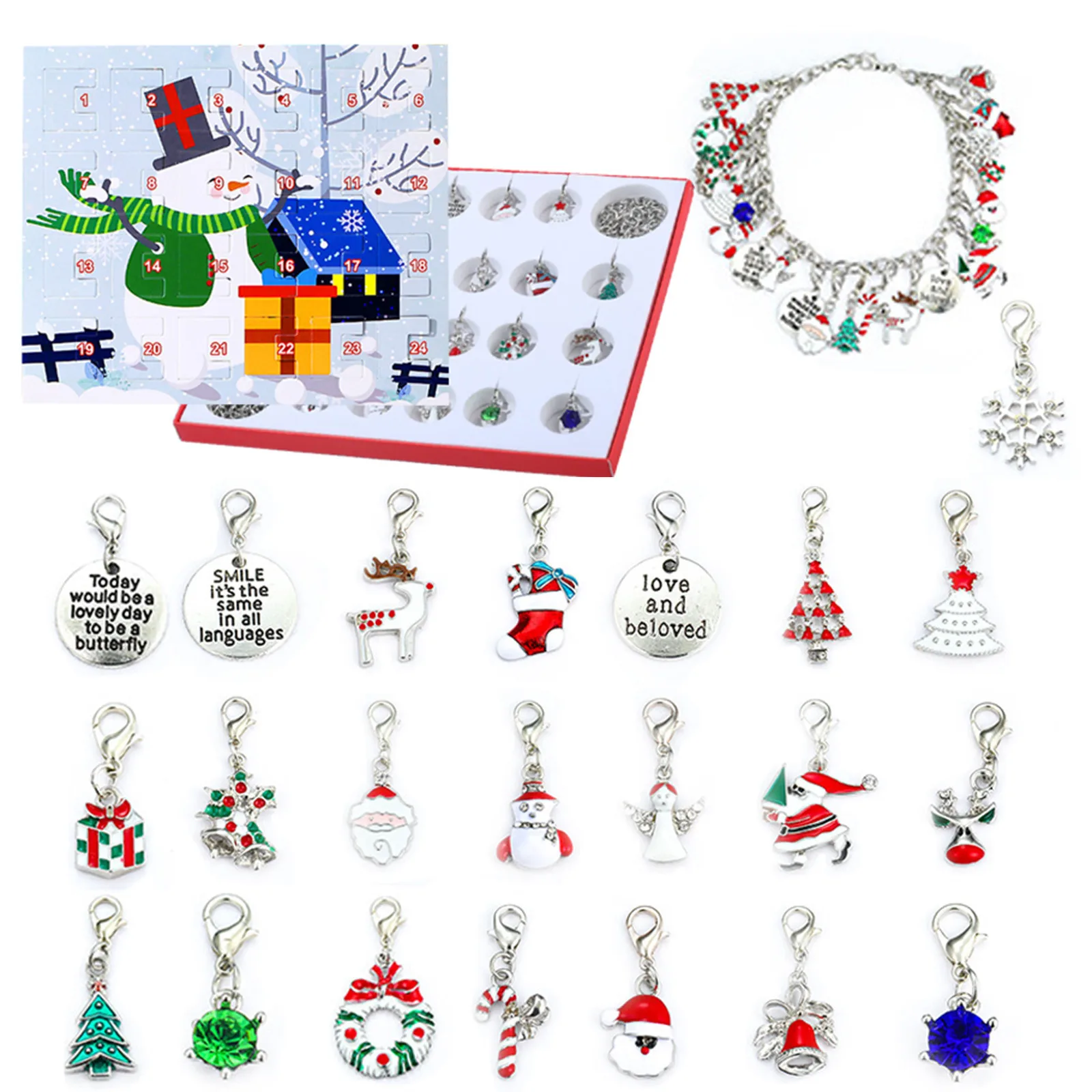 DIY Christmas Advent Calendar Fashion Jewelry Advent Calendars Charm  Bracelets Necklace Christmas Gift Box Happy New Year 1102 _ - AliExpress  Mobile