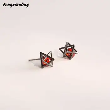 

Fengxiaoling 100% Genuine 925 Sterling Silver Geometric Triangle Cubic Zirconia Stud Earrings For Women Fine Cute Jewelry 2020