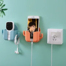 

Wall Mounted Storage Box Remote Control Mounted Organizer Mobile Phone Plug Wall Holder Charging Multifunction Holder Stand