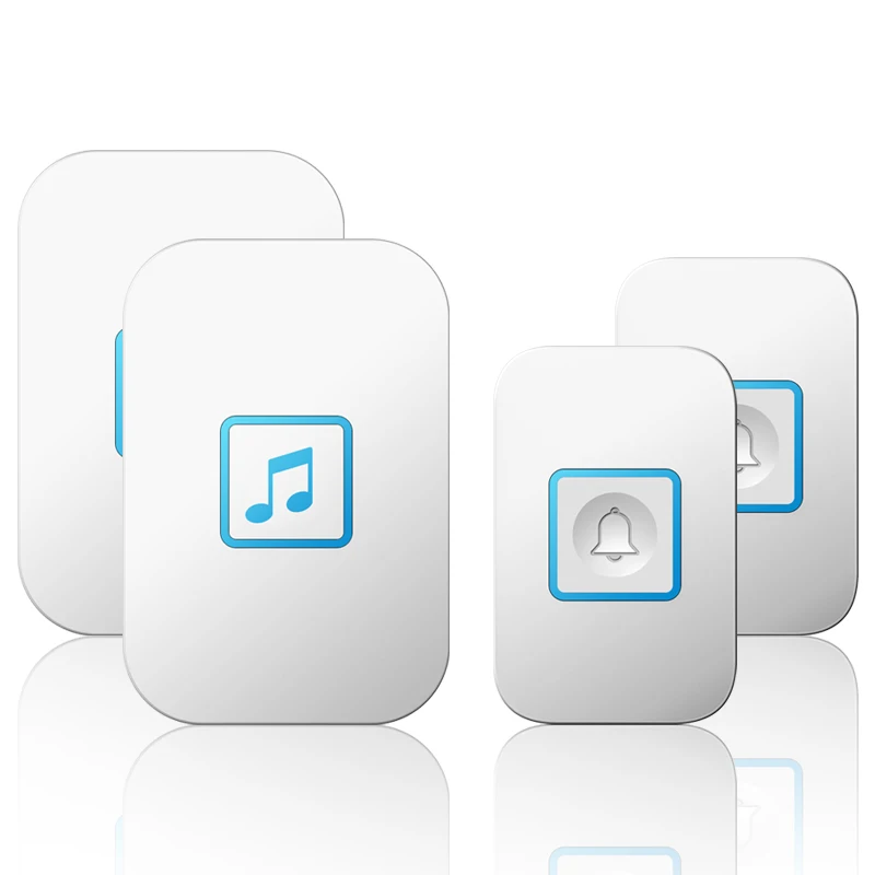 CACAZI-timbre inalámbrico de CA, resistente al agua, 1, 2, transmisor, 1, 2 y 3 receptores, para llamadas en casa, batería, blanco