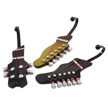 

Wall-Mounted Music Guitar Heads Hat Clothes Resin Hanger Hook Sundries Keys Watch Purse Hooks For Hanging Home Decor 3PCS/Set