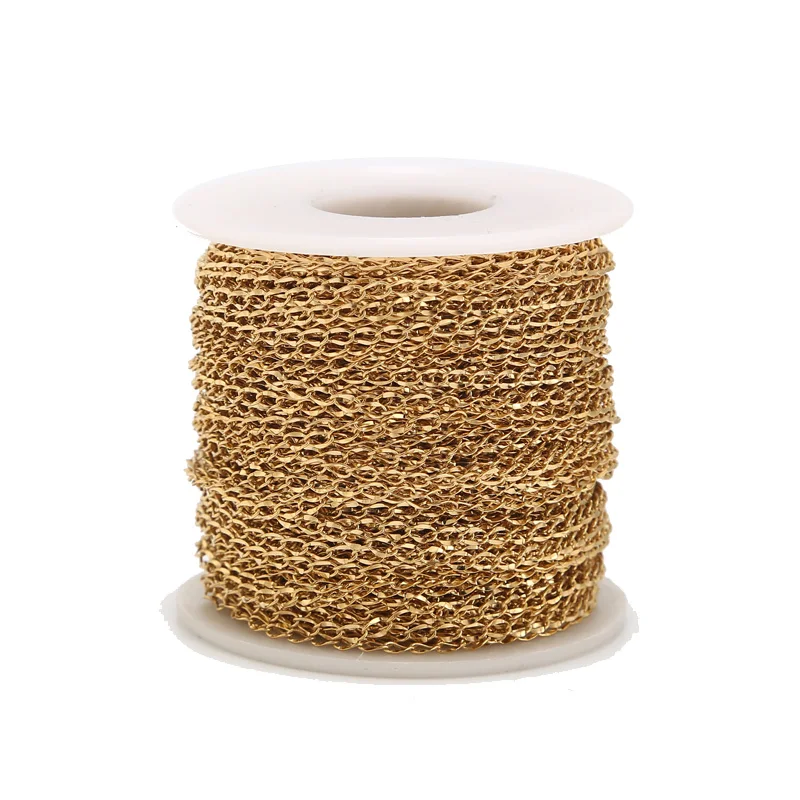 5M/10M 2.5mm Stainless Steel Gold Link Chain Necklace Bulk Cable Chain for Jewelry Making Findings DIY Necklace Bracelet
