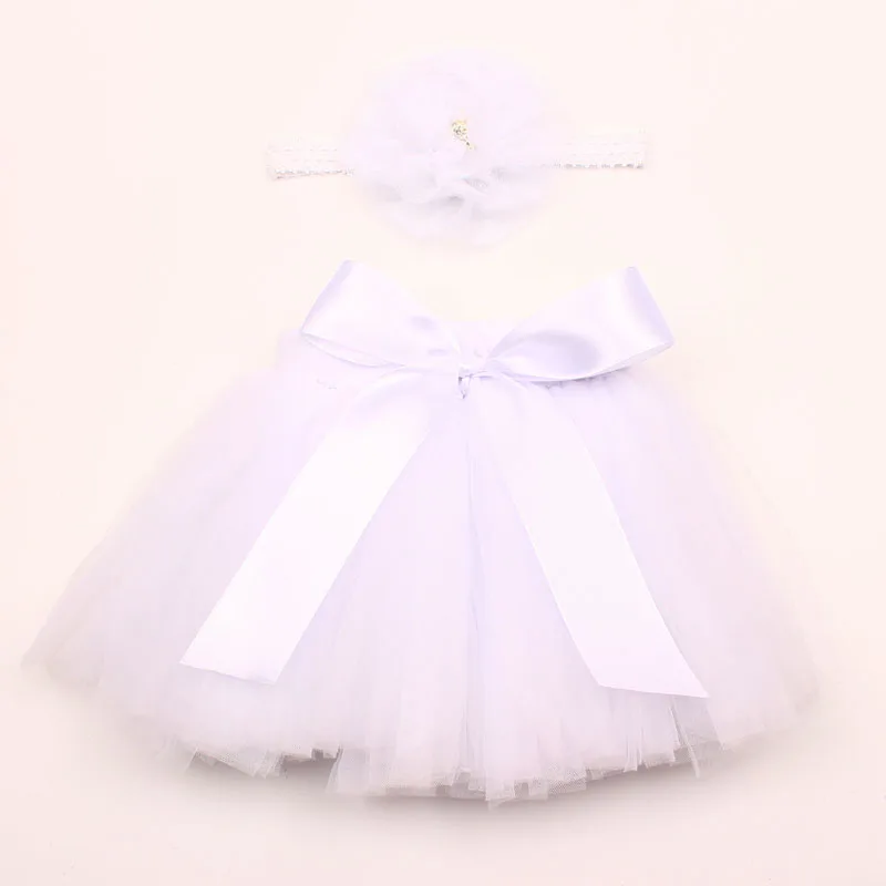 Baby Girl Tulle Tutu Skirt and Flower Headband Set Newborn Photography Props Baby Birthday Gift Clothes 0-9M