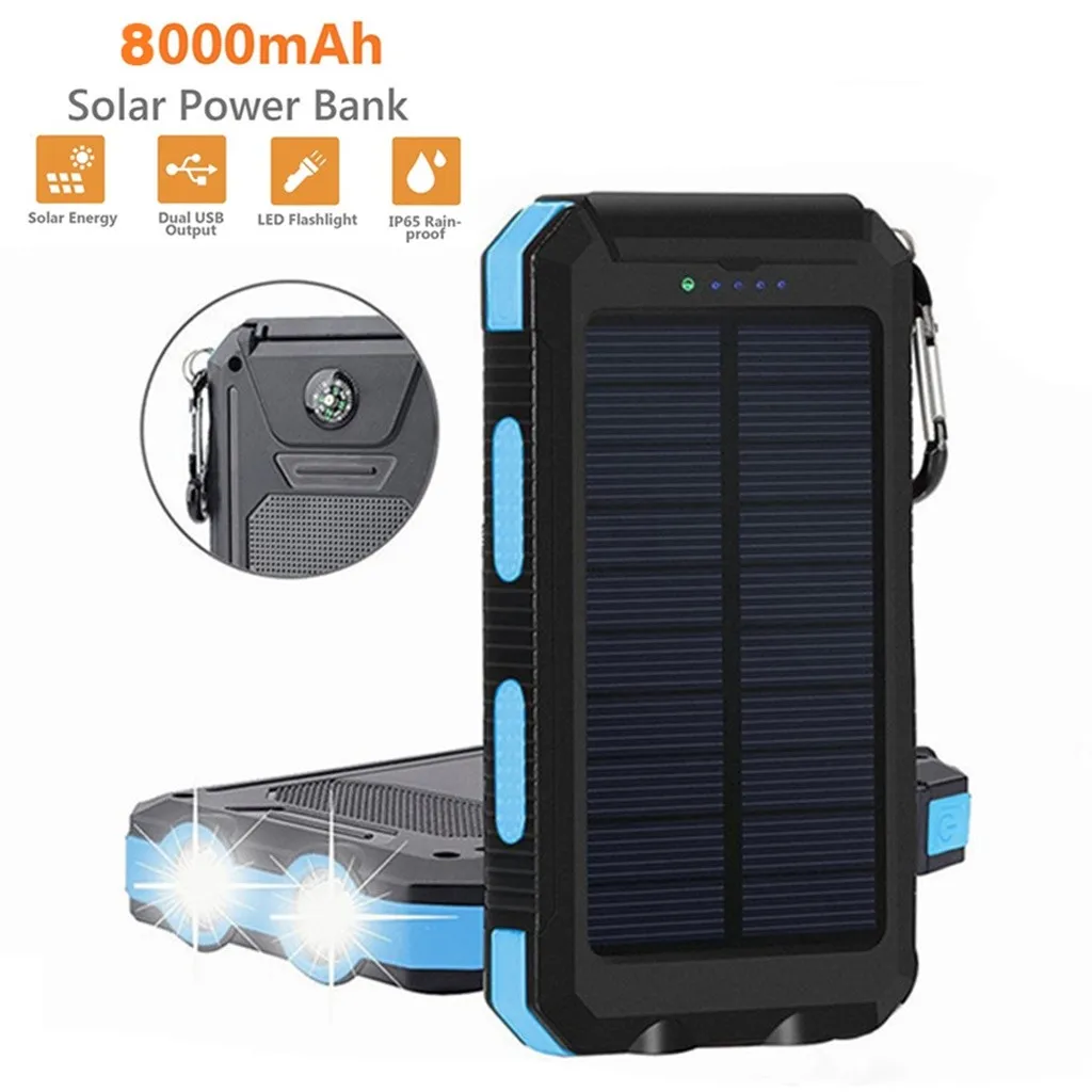 Горячий водонепроницаемый двойной USB портативный 8000mAh Солнечное зарядное устройство для телефона Носимых устройств поддержка прямой доставки