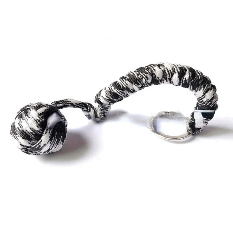 24cm 7-core Outdoor Equipment Parachute Cord Rope Keychain Key Chain With Self-defense Steel Ball Wild Survival paracord rope braided paracord paracord keychain
