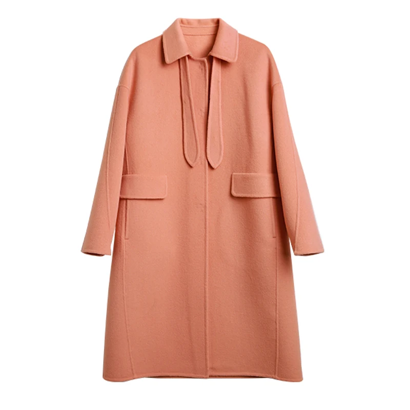 Orange Осенне-зимнее женское пальто, манто Femme Hiver, корейское длинное шерстяное пальто, женское элегантное шерстяное пальто, пальто 18840 - Цвет: Orange