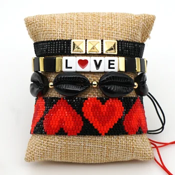 

GRAPES MIYUKI Bracelets For Women Pulseras Mujer Moda 2020 Red Heart Couple Bracelet Femme Crystal Jewelry Boho Chic Handmade