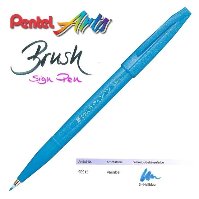 Япония Pentel Fude Touch SES15C гибкий наконечник знак ручки мягкая ручка каллиграфия Ручная надпись Рисование рисунок эскиз - Цвет: Touch Sky Blue