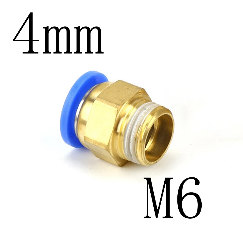 4 мм 6 мм трубка для M5 M6 M8 M10 M12 M14 с наружной резьбой прямой одно касание Воздушный Пневматический толкатель в штуцер трубы быстрый разъем - Цвет: PC4-M6