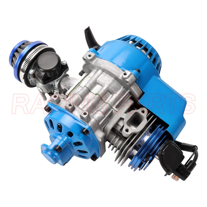 49CC Engine Aluminum Pull Start 15MM Carburetor CNC head Air filter Mini Moto Pocket ATV Quad Buggy Dirt Pit Bike Blue