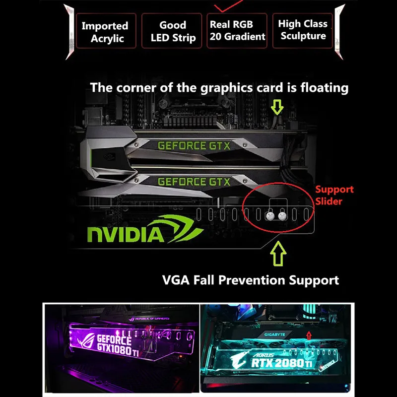 Graphics Card Stand Light Pollution Partner Jack Support Chassis Belief LED VGA Bracket RGB(12V)/ Aurora(5V) ASUS AURA