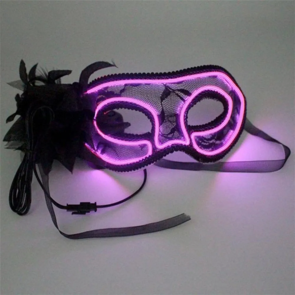 Creative Princess Lace Color Illuminated Mask Half Face EL Glow Mask Party Masquerade Mask Sound Control
