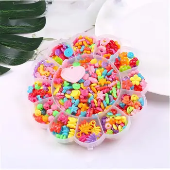 

DIY Jewelry Making Beads Set Toddlers Making Necklace Bracelet Ring Educational Toys for Girls 1Set Candies Style