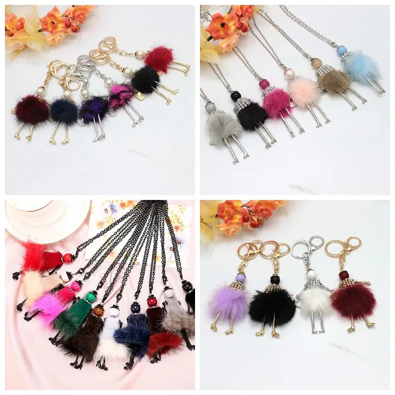 Promotions New Fashion Doll Necklace! Winter Various Colors Fur Neck Key Chains Women Accessories Jewelry Gifts NS424-002 | Украшения и