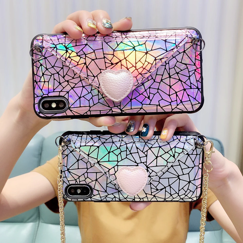 Роскошный кожаный чехол с лазерным рисунком для iPhone Xs Max XR X кошелек накладка карт
