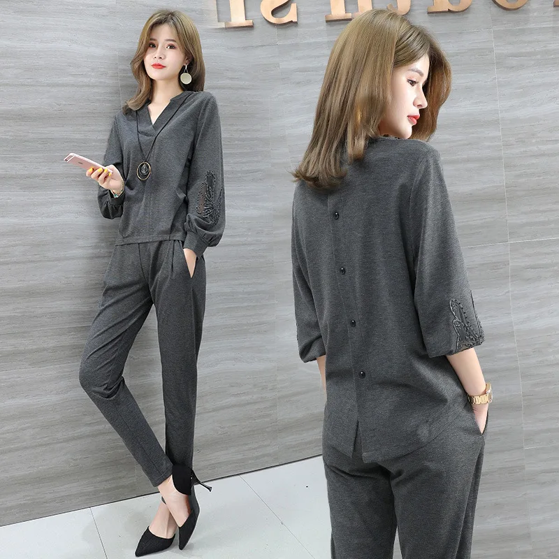 

Fashion Royal Sister WOMEN'S Suit Spring And Autumn 2019 Ozhouzhan New Style Goddess-Style Elegant Online Celebrity Two-Piece Au