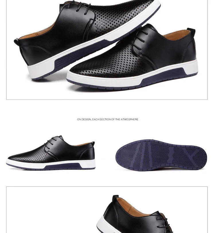 Новинка года; мужская повседневная обувь; кожаные летние дышащие брендовые туфли на плоской подошве; Прямая ; ZY-33