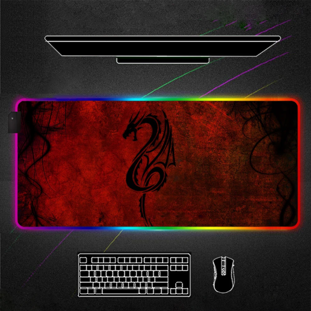 

RGB Mouse Pad Black and red Gamer Accessories Large LED MousePad Gaming Desk Mats 90x40cm/80x30cm PC Desk Play Mat with Backlit